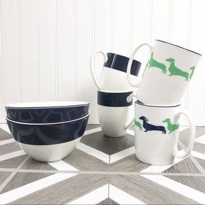 Kate Spade Dachshund And Navy Dishes